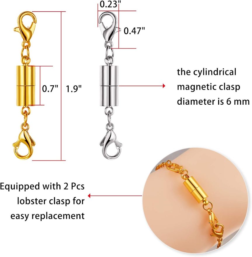 30 Piece Gold and Silver Necklace Clasps Magnetic Jewelry Locking Clasps and Closures Bracelet Lobster Clasp Connector for DIY Necklace Bracelet Jewelry Crafts Making Supplies - Image 2