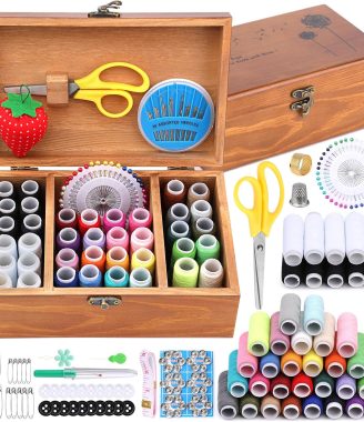 Basic Sewing Kit 196 Pcs Sewing Accessories and Supplies Sewing Repair Kits Hand Sewing Kit with StitchingThread Needle Pin Cushion Button for Travel, Camping, Home DIY