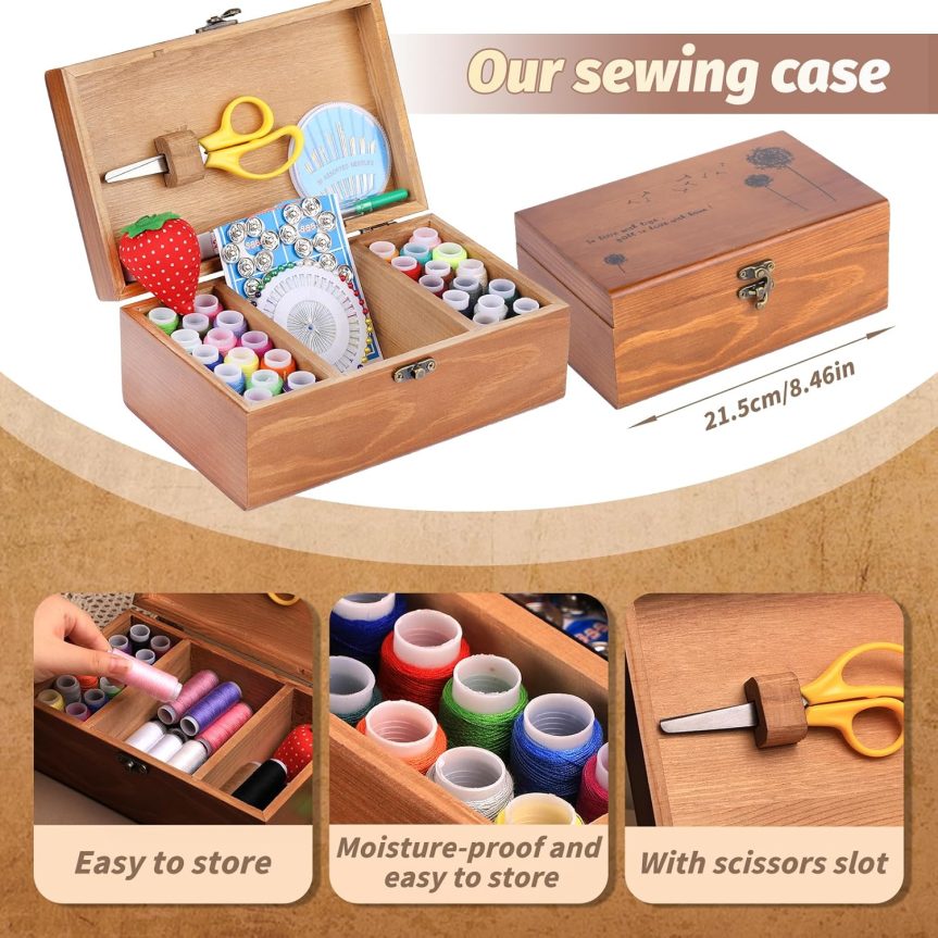 Basic Sewing Kit 196 Pcs Sewing Accessories and Supplies Sewing Repair Kits Hand Sewing Kit with StitchingThread Needle Pin Cushion Button for Travel, Camping, Home DIY - Image 3