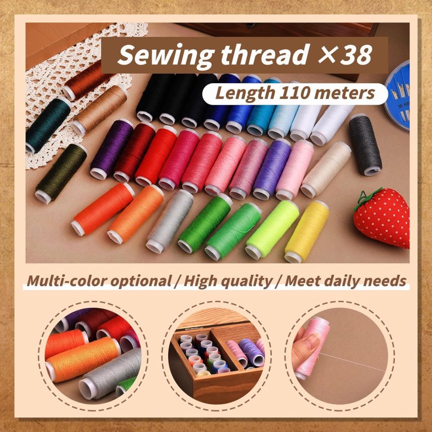 Basic Sewing Kit 196 Pcs Sewing Accessories and Supplies Sewing Repair Kits Hand Sewing Kit with StitchingThread Needle Pin Cushion Button for Travel, Camping, Home DIY - Image 4