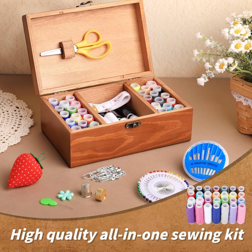 Basic Sewing Kit 196 Pcs Sewing Accessories and Supplies Sewing Repair Kits Hand Sewing Kit with StitchingThread Needle Pin Cushion Button for Travel, Camping, Home DIY - Image 5