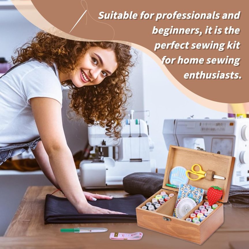 Basic Sewing Kit 196 Pcs Sewing Accessories and Supplies Sewing Repair Kits Hand Sewing Kit with StitchingThread Needle Pin Cushion Button for Travel, Camping, Home DIY - Image 6