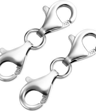 OHINGLT Double Lobster Claw Clasps 925 Sterling Silver Necklace Extender, Double End Design Necklace Clasps and Closures, Bracelet Connector Suitable for Jewelry Making