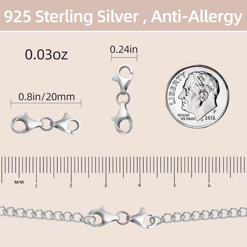 OHINGLT Double Lobster Claw Clasps 925 Sterling Silver Necklace Extender, Double End Design Necklace Clasps and Closures, Bracelet Connector Suitable for Jewelry Making - Image 2