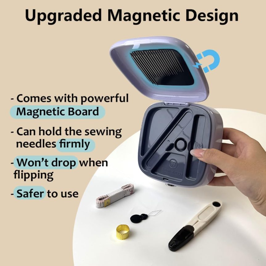 Sewing Kit Magnetic, Needle and Thread Kit with Sewing Supplies Travel Small Sewing Kit Portable for Adults Beginners (White) - Image 3