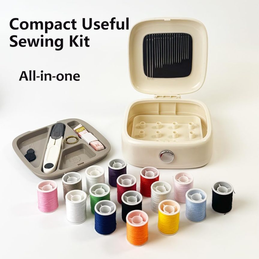 Sewing Kit Magnetic, Needle and Thread Kit with Sewing Supplies Travel Small Sewing Kit Portable for Adults Beginners (White) - Image 6