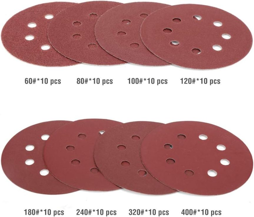 WORKPRO 80-Piece Sanding Disc Set，5-Inch 8-Hole Hook and Loop Sanding Discs, 60, 80, 100, 120, 180, 240, 320, 400 Grits Sandpaper for Random Orbital Sander(Not for Oscillating Tools or Mouse Sander) - Image 2