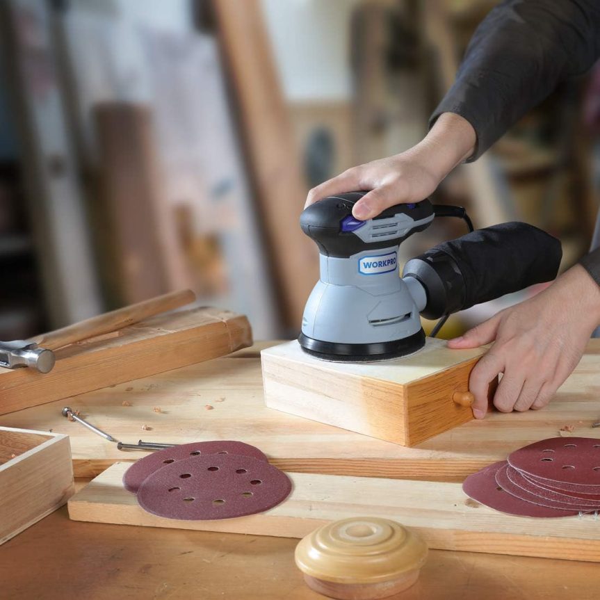 WORKPRO 80-Piece Sanding Disc Set，5-Inch 8-Hole Hook and Loop Sanding Discs, 60, 80, 100, 120, 180, 240, 320, 400 Grits Sandpaper for Random Orbital Sander(Not for Oscillating Tools or Mouse Sander) - Image 7